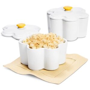 NEW The Cellar Farm Fresh Stoneware Daisy Cocottes, set of 2